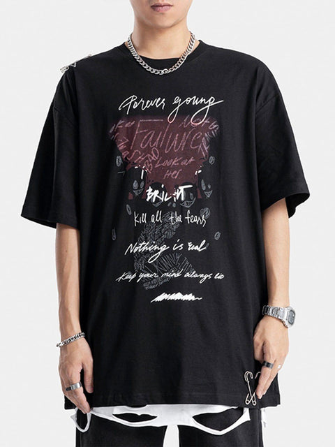 Paper Clip Letters Print Tee - Anagoc