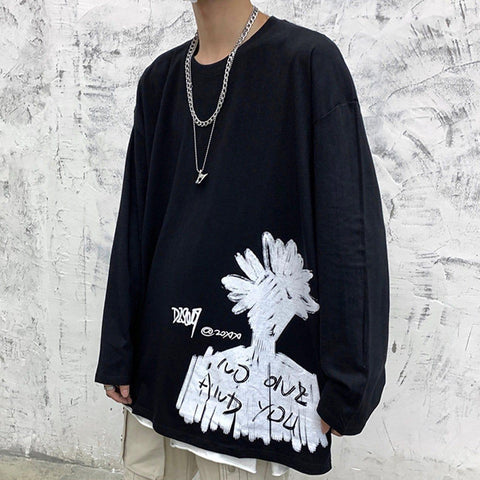 Dark Flowers Graffiti Sweatshirt - Anagoc