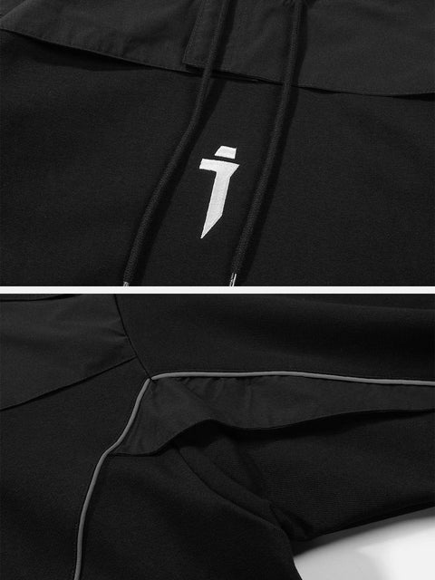 Patchwork Reflective Strip Hoodie - Anagoc