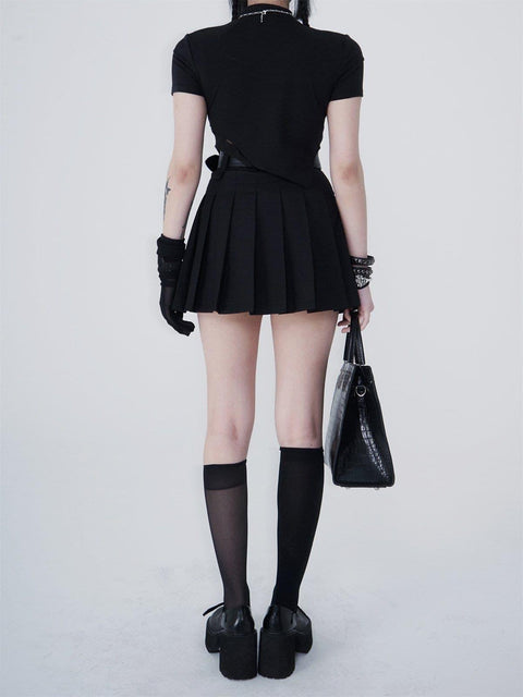 Irregular Hollow Short Sleeve Shirts - Anagoc