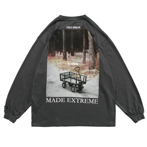 Forest Trailer Print Oversized Sweatshirt - Anagoc