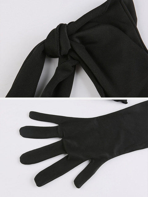 Irregular Halterneck Long Sleeve T Shirt - Anagoc