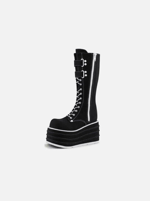 Punk Straps Platform Knight Boots - Anagoc