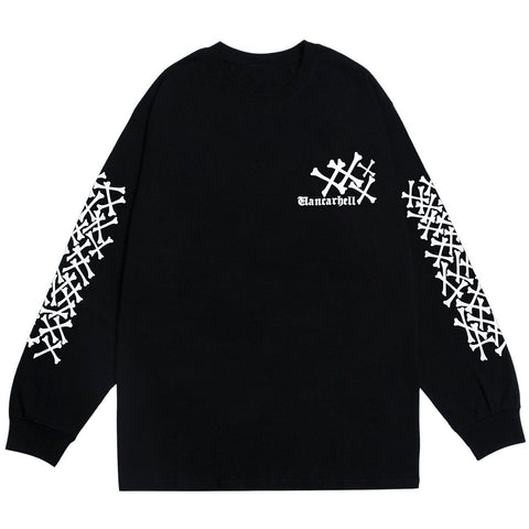 Dark Skull Bones Cotton Oversized Sweatshirt - Anagoc