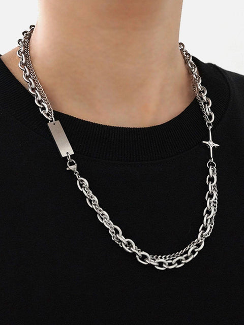 Punk Four-pointed Star Double-layered Necklace - Anagoc