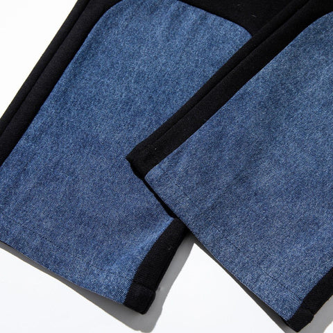 Denim Patchwork Pants - Anagoc