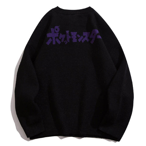 Gengar Print Knitted Sweater - Anagoc