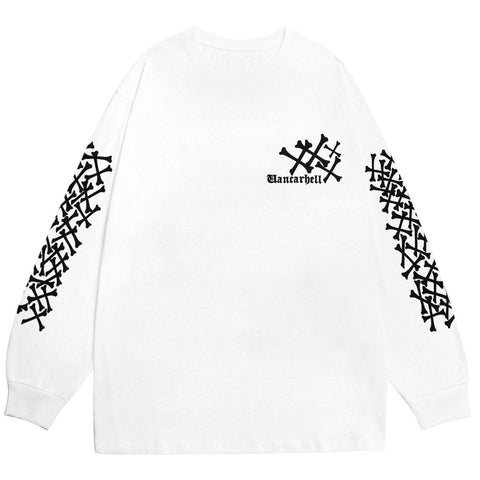 Dark Skull Bones Cotton Oversized Sweatshirt - Anagoc