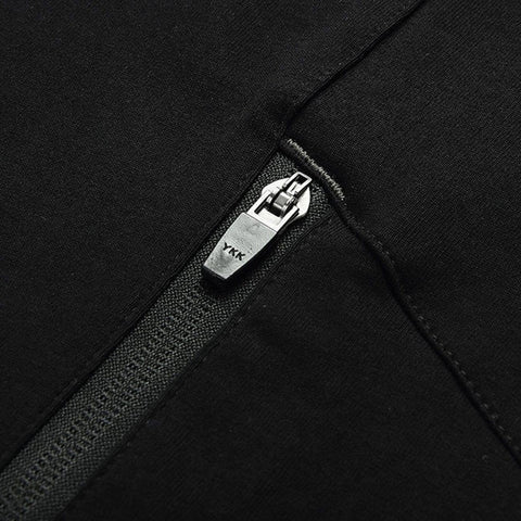 Patchwork Disc Buckle Zip Up Pocket Tee - Anagoc