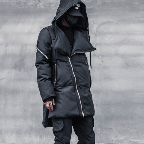 Personalized Diagonal Zipper Winter Coat - Anagoc