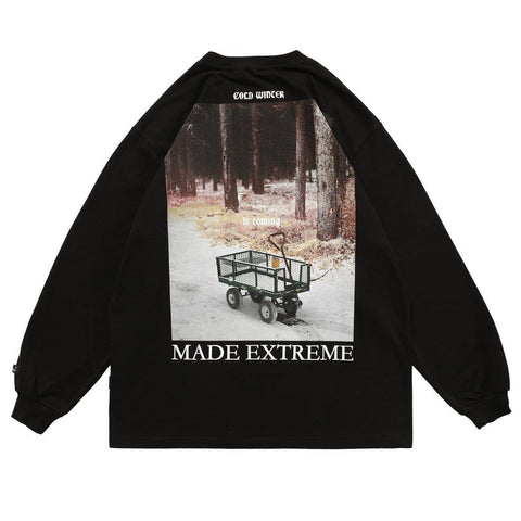 Forest Trailer Print Oversized Sweatshirt - Anagoc