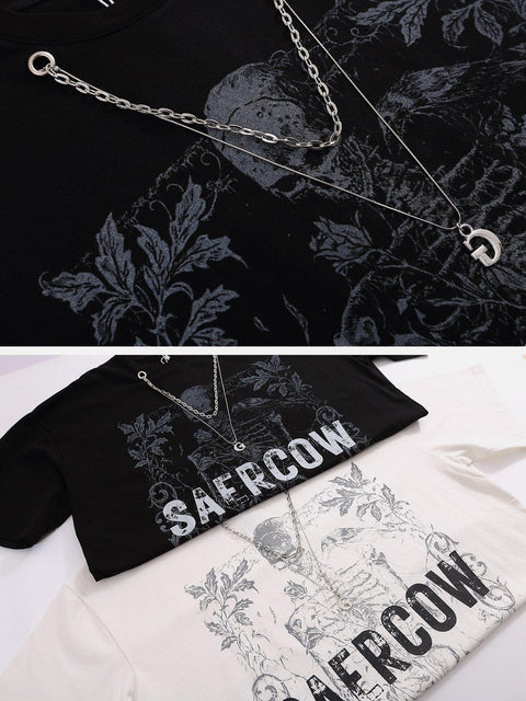 Skull Letter Chain Tee - Anagoc