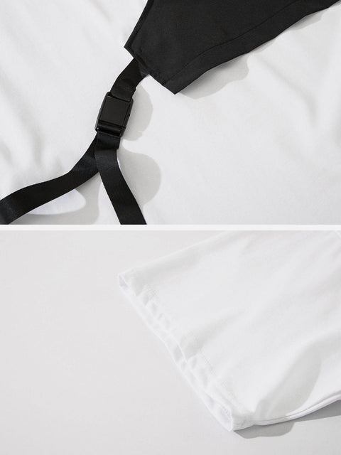 Fake Two Vest Patchwork Tee - Anagoc