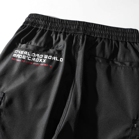 Combat Letter Print Multi Pockets Nylon Shorts - Anagoc