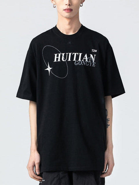 Circle Stars Letters Graphic Tee - Anagoc