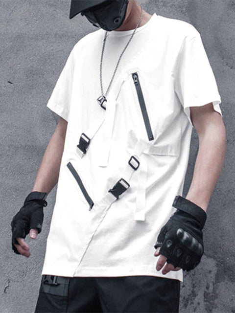 Dark Functional Ribbons Patchwork Tee - Anagoc