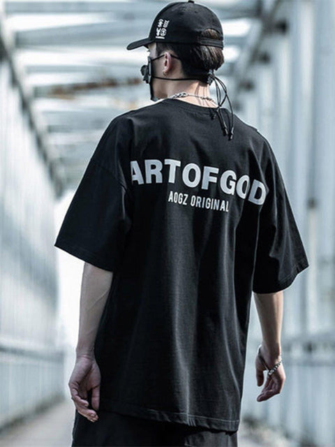 Function Reflective Letter Print Tee - Anagoc