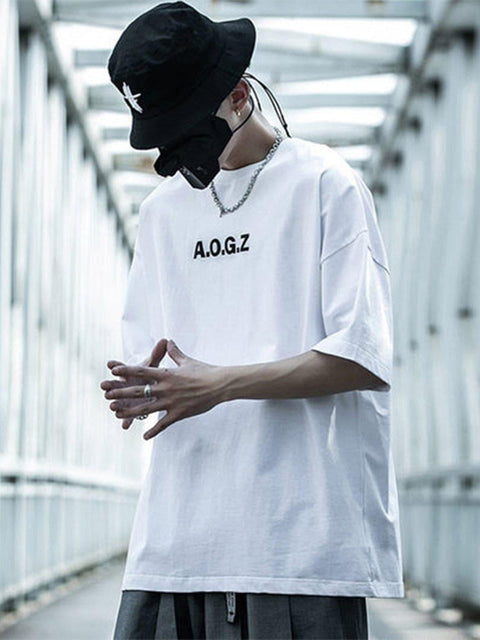 Function Reflective Letter Print Tee - Anagoc