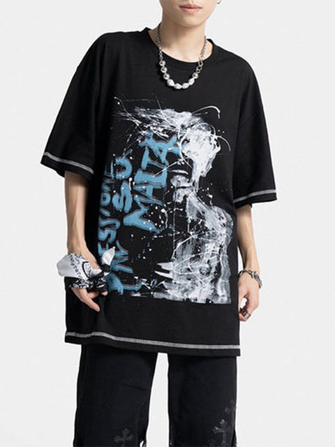 Splash Ink Letters Graphic Tee - Anagoc