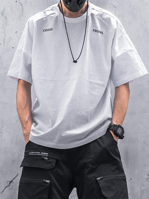 Punk Function Letter Print Cotton Tee - Anagoc