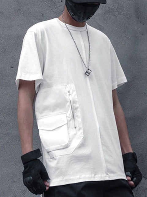 Dark Functional Zipper Pockets Tee - Anagoc
