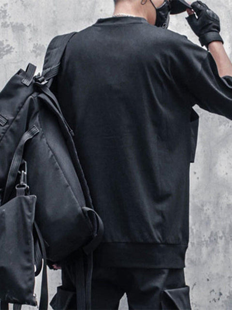 Dark Functional Zipper Patchwork Tee - Anagoc