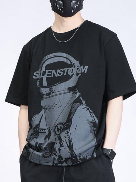 Space Astronaut Graphic Cotton Tee - Anagoc