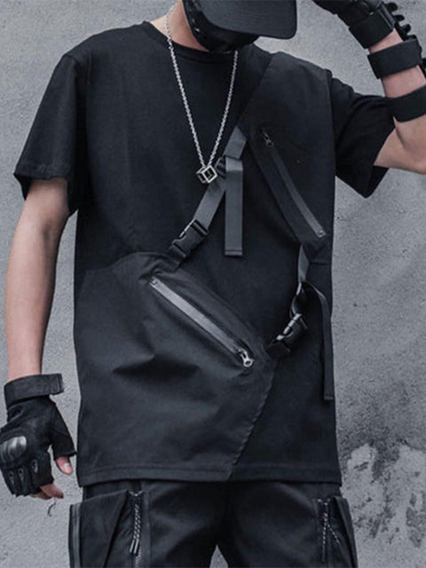 Dark Functional Ribbons Patchwork Tee - Anagoc