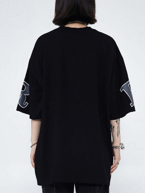 Cut Star Letters Graphic Tee - Anagoc