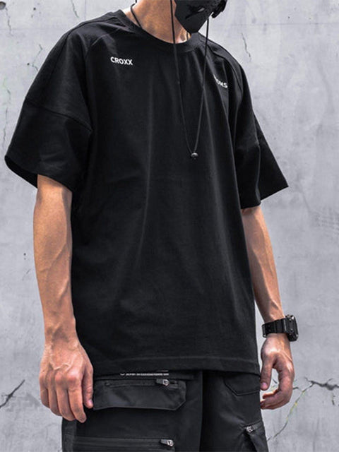 Punk Function Letter Print Cotton Tee - Anagoc