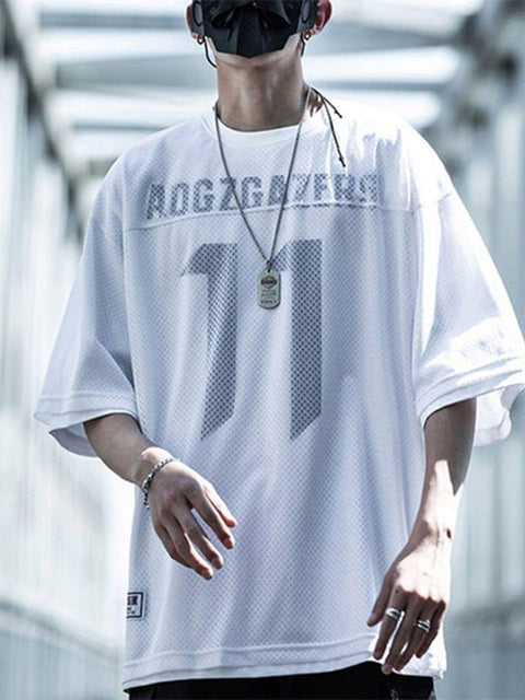 Fake Two Net Patchwork Tee - Anagoc