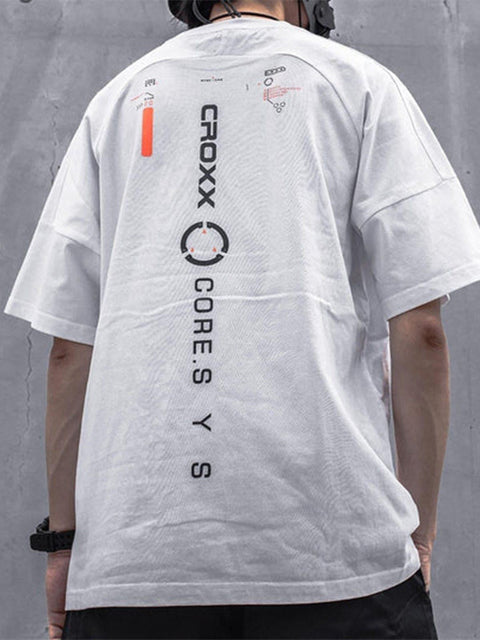 Punk Function Letter Print Cotton Tee - Anagoc