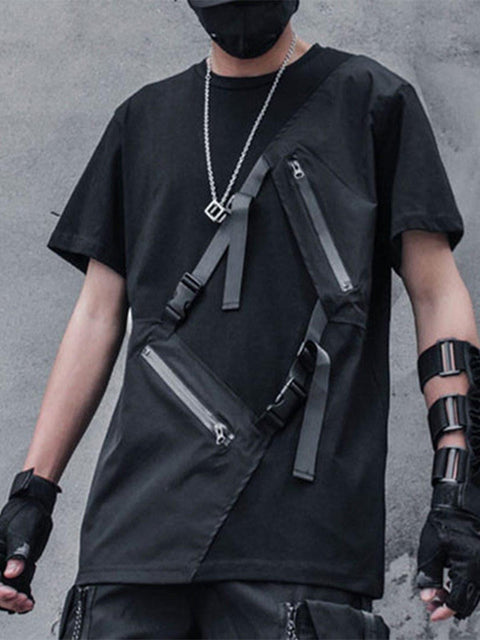 Dark Functional Ribbons Patchwork Tee - Anagoc