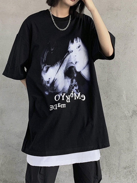 Dark Ripped Face Graphic Tee - Anagoc