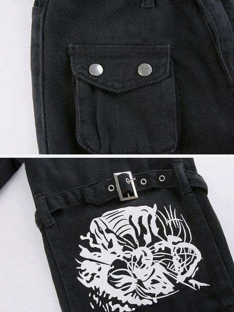 Graffiti Ribbon Straight Pants - Anagoc