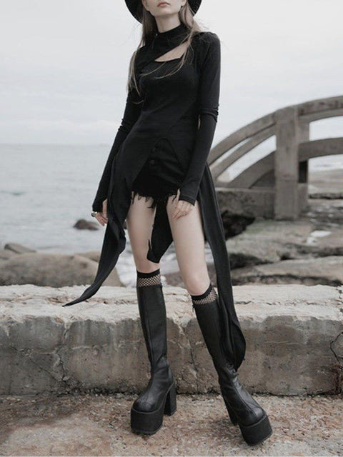 Cut Irregular Split Dress - Anagoc