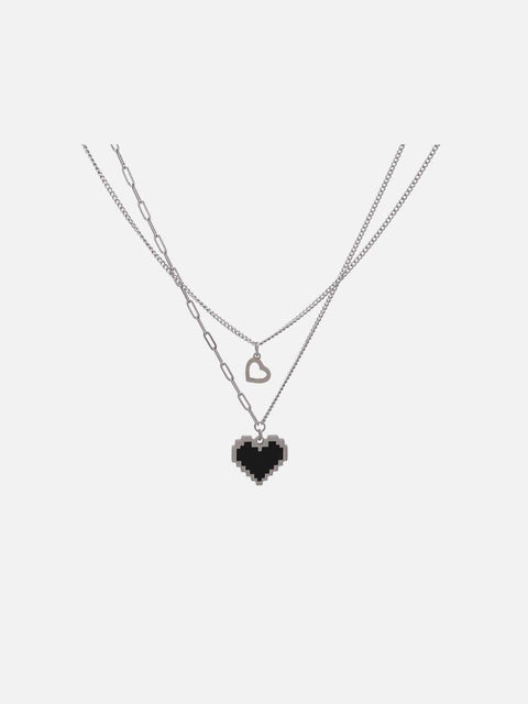Mosaic Heart Double Layer Necklace - Anagoc
