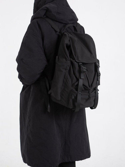 Function Drawstring Multi Pockets Nylon Backpack - Anagoc