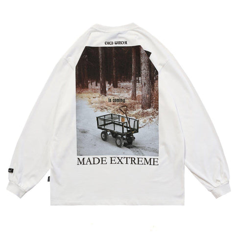 Forest Trailer Print Oversized Sweatshirt - Anagoc