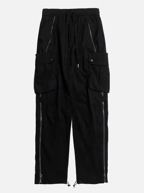 Big Pocket Long Zip Up Cargo Pants - Anagoc
