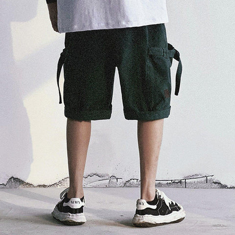 Drawstring Pocket Embroidery Shorts - Anagoc