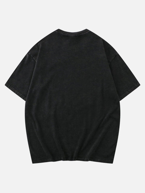 Retro Skull Cat Graphic Tee - Anagoc