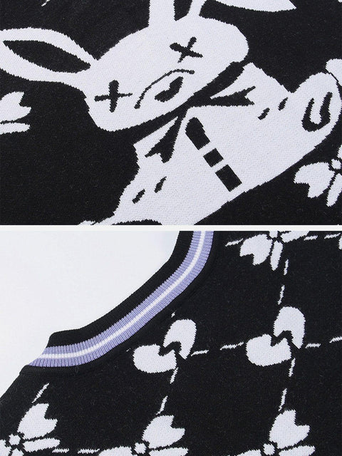 Rabbit Print Sweater Vest - Anagoc