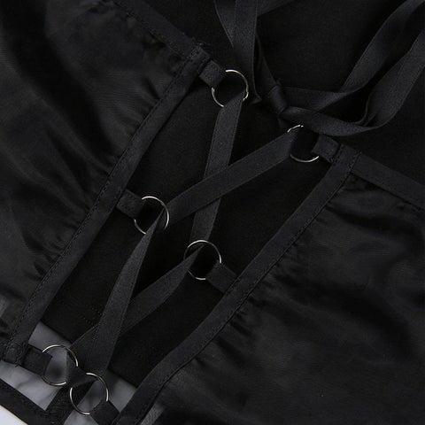 Dark Mesh Patchwork Chain Short Sleeve T Shirt - Anagoc