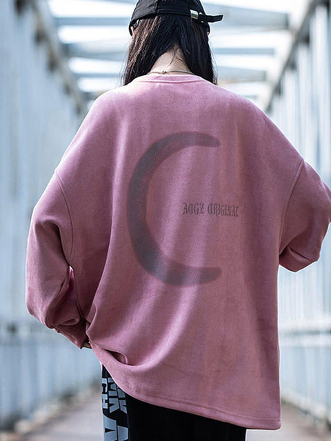 Reflective Moon Suede Sweatshirt - Anagoc