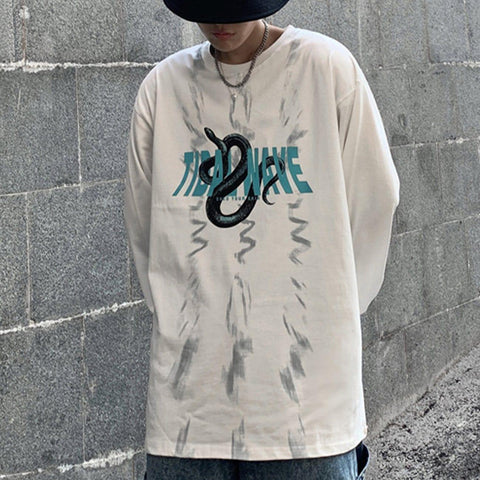 Dark Unreal Snake Print Sweatshirt - Anagoc