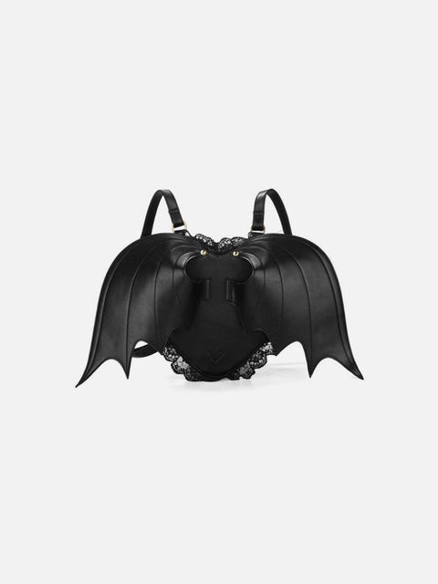 Bat Wings Heart Zip Up Backpack - Anagoc