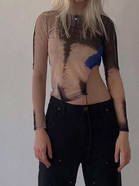 Irregular Perspective Long Sleeve T Shirt - Anagoc