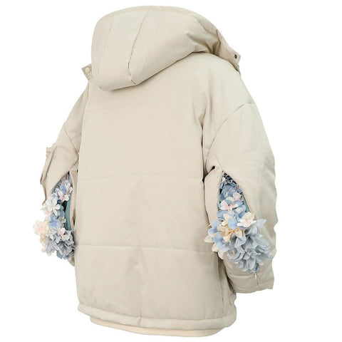 Hidden Flowers Zipper Winter Coat - Anagoc