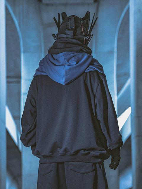 Patchwork Sleeve Fake Two Hoodie - Anagoc